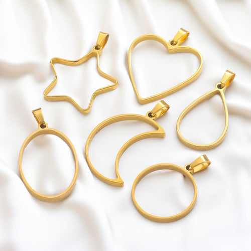 Stainless Steel Hollow Frame Charms for DIY Jewelry Making, Multi-Style Rectangular Resin Bezels for Handmade Earrings & Necklaces